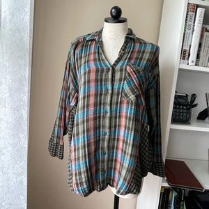 Free People Oversized Plaid Shirt